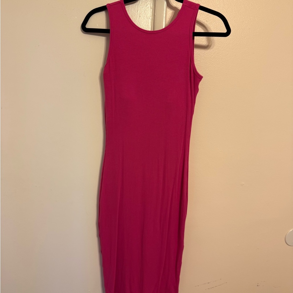 Pink Sleeveless Bodycon Midi Dress